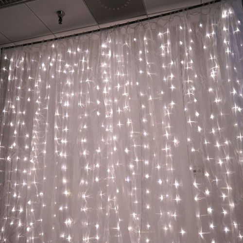 W01-000-009-03 White Sheer Organza & White Led Lights Photography Backdrop - 18Ftx9Ft