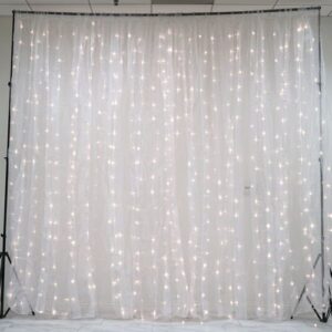W01-000-009 White Sheer Organza & White Led Lights Photography Backdrop - 18Ftx9Ft