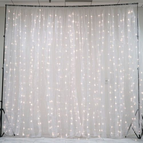 W01-000-009 White Sheer Organza & White Led Lights Photography Backdrop - 18Ftx9Ft