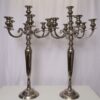 33" Silver Metal 4 Arm Candelabra Votive Candle Holder, Flower Vase Bowl
