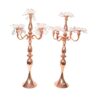 Rose Gold 5 Arm Metal Taper Candle Holder Candelabra Stand