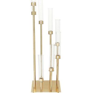 W02-000-025.jpg 42" Gold 8 Arm Cluster Taper Candle Holder With Clear Glass Shades