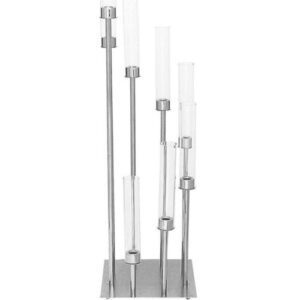W02-000-026.jpg 42" Silver 8 Arm Cluster Taper Candle Holder With Clear Glass Shades