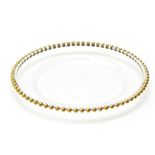 Acrylic Clear Gold Rim Charger Plate