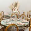 Lux Crystal Lotus Design With Glass Top 6 Foot Round Dining Table - Silver