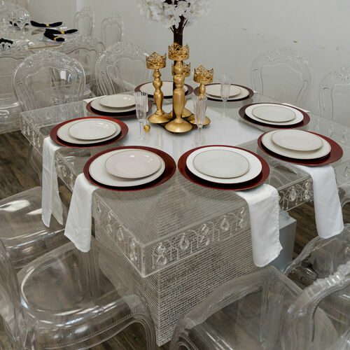 Crystal Acrylic Square Dining Or Cake Table, 4X4 Feet