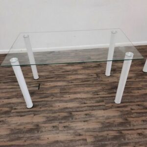 White Frame Glasstop Table