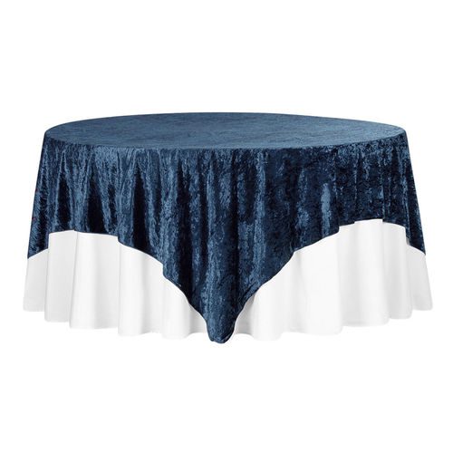 W08-000-011.jpg 85"X85" Square Velvet Tablecloth Table Overlay - Navy Blue