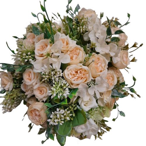 Nude Peony Rose With Baby Breath