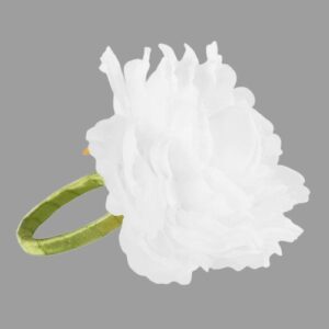 W08-000-019 Silk Peony Flower Napkin Ring Holder - White